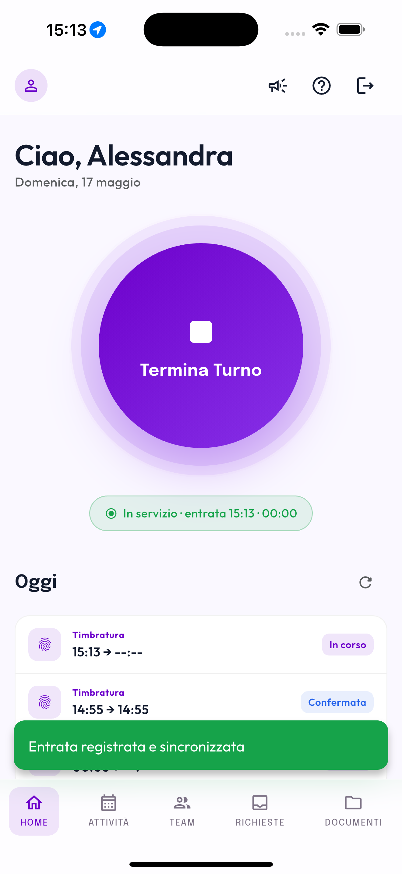 Registra i turni di lavoro